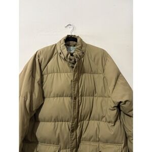 Outdoor Exchange Vintage Puffer Jacket Men's Large Tan Khaki Quilted Winter Coat